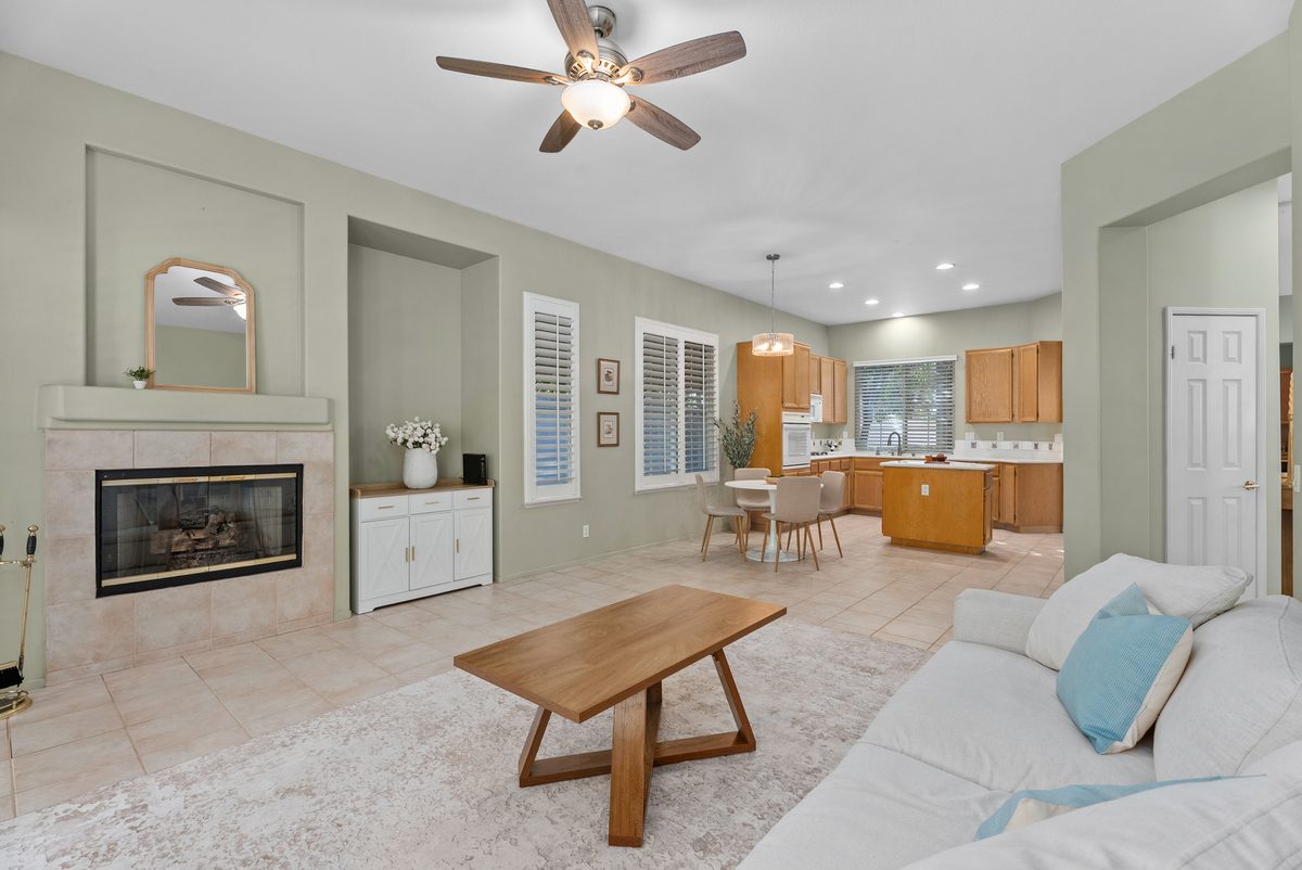 Living room with fireplace